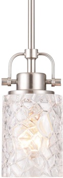 ALICE HOUSE Mini Modern Pendant Lighting for Kitchen Island, Brushed Nickel Glass Hanging Lamp, Contemporary Farmhouse Pendant Light for Dining Room, Bedroom, Bathroom, AL9082-P1
