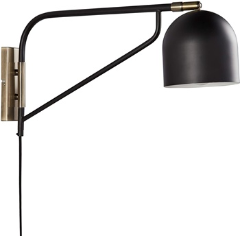 Amazon Brand Rivet Mid Century Swiveling Wall Sconce with Bulb 11 H Black and Antique Brass