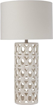 Amazon Brand – Stone & Beam Ceramic Geometric Cut-Out Table Desk Lamp With LED Light Bulb, 22 H, White