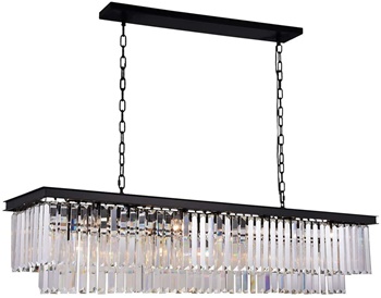 Antilisha Rectangular Crystal Chandelier Lighting Modern K9 Pendant Ceiling Chandeliers 10 Lights for Dining Room Kitchen Island Dinning Table Rectangle Linear Chandeliers Fixture L39.4 W10.2