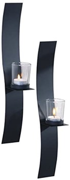 Art Maison Black Wall Sconce Candle Holder, Glass & Metal Wall Decor for Living Room