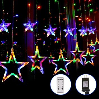 Blingstar Star Curtain Lights 138 LED 12 Star Multicolor Christmas Lights