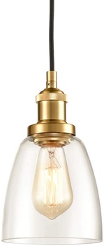CLAXY Glass Pendant Lighting Antique Brass Mini Kitchen Island Haning Light Fixture