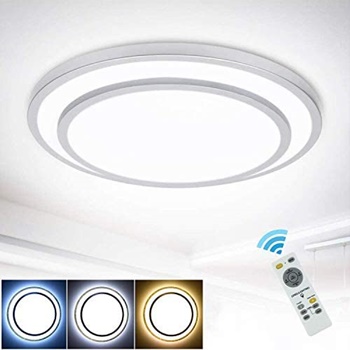 DLLT 48W Dimmable Led Flush Mount Ceiling Light with Remote-20 Inch Close to Ceiling Lights Fixture for Bedroom Living Room Dining Room Lighting, 3000K-6000K Color Changeable