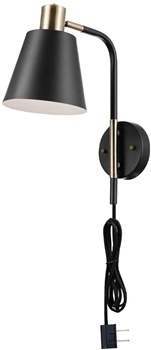 Globe Electric 51374 Cleo 1-Light Plug-In or Hardwire Wall Sconce