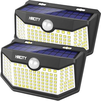 Hmcity Solar Lights Outdoor 120 LED with Lights Reflector and 3 Lighting Modes, Motion Sensor Security Lights