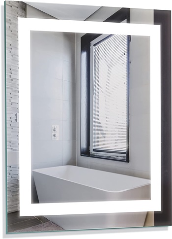 Homewerks 100150 24 x 30 LED Bathroom Mirror, Anti Fog Wall Mounted Horizontal or Vertical Vanity, 5000 Kelvin, Bright White Daylight Color Temperature Light, 24x30