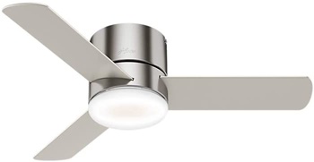 Hunter Fan Company Hunter 44 LED Kit 59454 Minimus 44 Inch Low Profile Ultra Quiet Ceiling Fan with Energy Efficient Light and Remote Control, Brushed Nickel finish