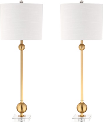 JONATHAN Y JYL2010A-SET2 Hollis 34 Metal LED Lamp Modern,Contemporary,Glam,Mid-CenturyModern for Bedroom, Living Room, Office, College Dorm, Coffee Table, Bookcase, Brass, 2 count