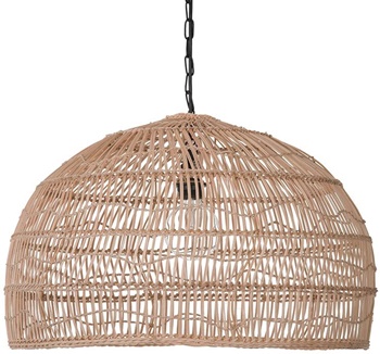 KOUBOO 1050100 Open Weave Cane Rib Dome Hanging Ceiling Lamp, One Size, Wheat