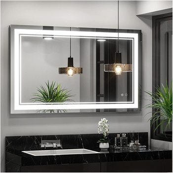 Keonjinn 40 x 24 Inch LED Bathroom Mirror LED Vanity Mirror, Wall Mounted Anti-Fog Dimmable Lights Makeup Mirror (Horizontal or Vertical)