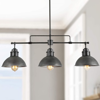 LOG BARN Pendant Lighting for Kitchen Island, Black Chandelier in Brushed Antique Dark Metal Finish, Industrial Linear Ceiling Fixture Hanging for Dining Rooms, Pool Tables