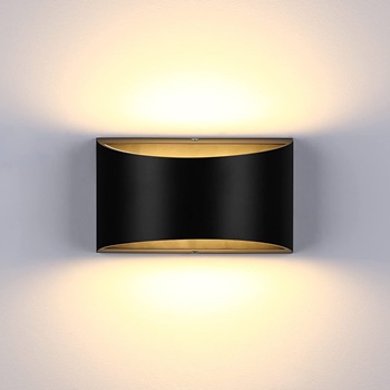 Lightess Modern LED Wall Sconce Dimmable Up Down Wall Lamp Black Indoor Wall Lights 12W Hallway Wall Mounted Lighting Fixtures for Living Room Bedroom Stair, Warm White