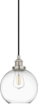 Linea di Liara Primo Large Glass Globe Pendant Light Fixture - Brushed Nickel Hanging Pendant