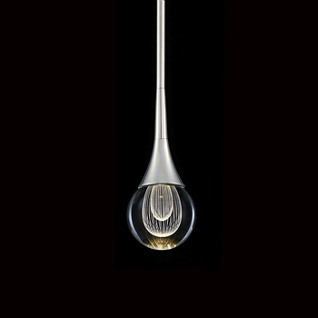 MOTINI 1-Light Teardrop Crystal Pendant Light in Silver Polished Nickel Finish Mini LED Light Globe Metal Rod Ceiling Single Pendant Lighting for Kitchen Bedroom Dining Room Bar Fixture Lights