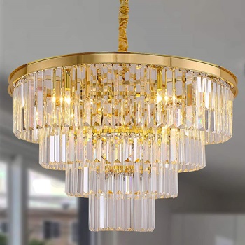 Meelighting Gold Plated Crystal Modern Contemporary Chandeliers Pendant Ceiling Light 4-Tier Chandelier Lighting for Dining Room Living Room Bedroom Girls Room Dia 23.6