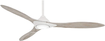 Minka Aire F868L-WHF Sleek - LED 60 Inch Ceiling Fan, Flat White Finish with Bleached Seasoned Wood Blade Finish