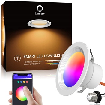 Smart LED Recessed Lighting, Wi-Fi LED Can Lights Lumary Smart Recessed Lights 4 Inch LED Downlights Music Sync Compatible with Alexa Google Assistant 9W 810LM (4 in WiFi- 1 Pack)