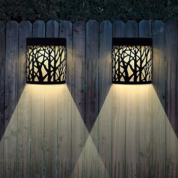 Solar Wall Lights Outdoor Decorative, Outdoor Wall Sconce Black Forest Lighting, 2 Modes, Black, 2 Pack