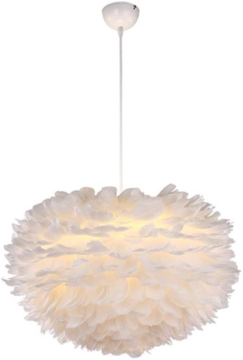 Surpars House White Feather Chandelier Beautiful Pendant Light for Bedroom,Living Room,Girls Room