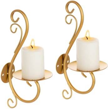 Sziqiqi Wall Candle Sconces Iron Vine Candleholder Wall Art Decoration Home Decoration Tealight Candle Stand Gold