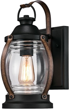 Westinghouse Lighting 6335100 Canyon One-Light Outdoor Wall Fixture, Textured Black and Barnwood Finish with Clear Glass