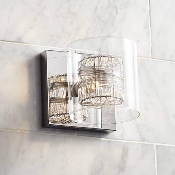 Wrapped Wire Modern Wall Light Sconce Polished Chrome